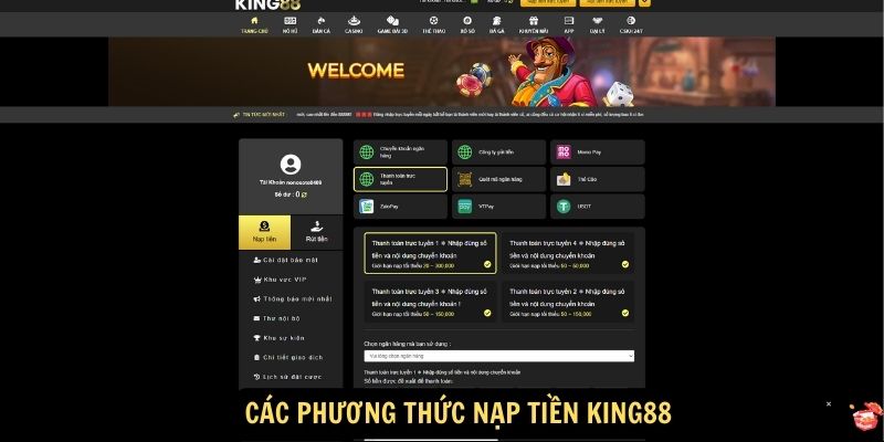 Nạp Tiền King88: Hướng dẫn và Cách Thức Nạp Tiền 5 Các Phương Thức Nạp Tiền King88